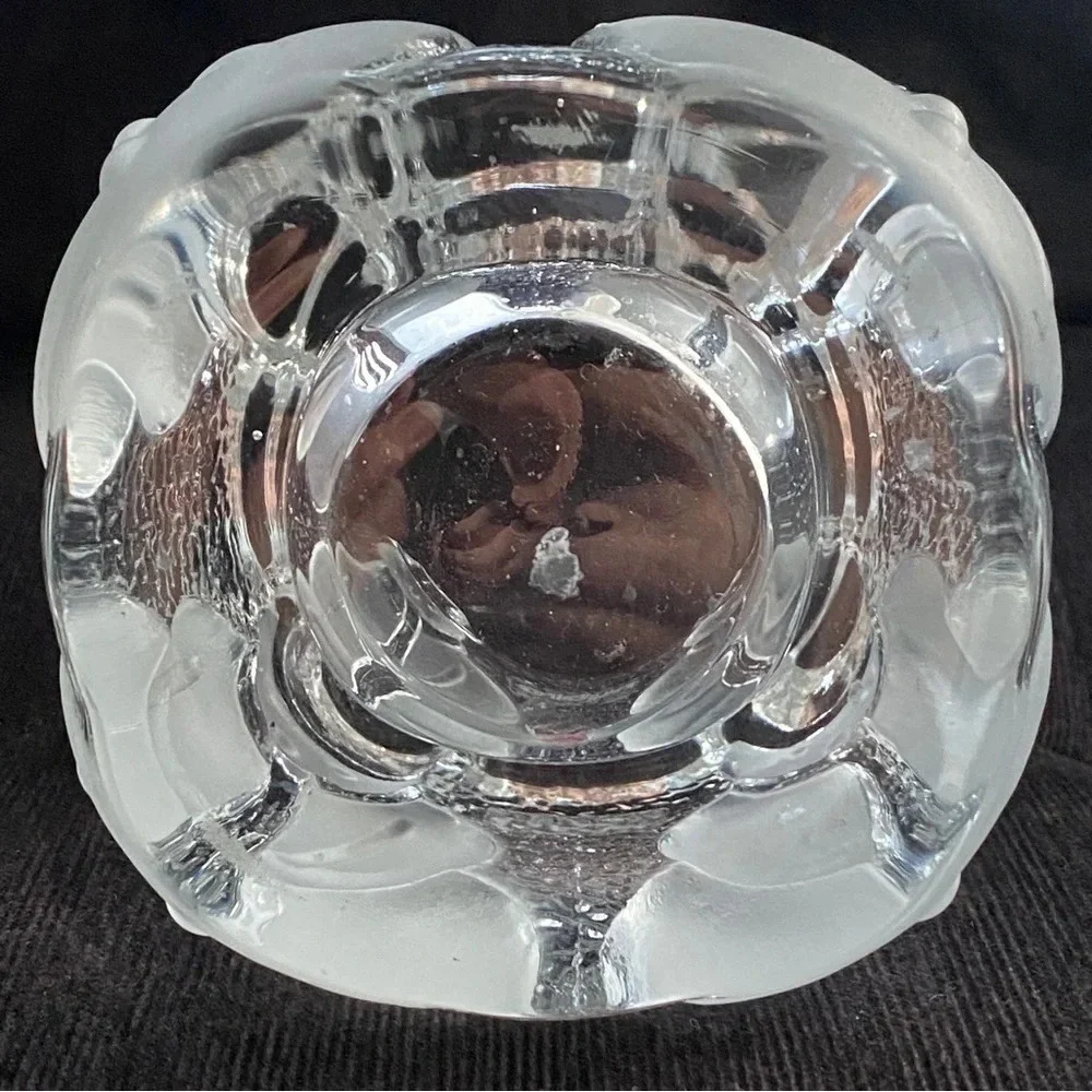 Nybro Sweden Crystal Glass Snowman Christmas Candle Holder Votive Tea Light